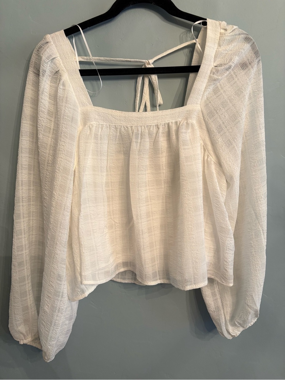 Blu Pepper White Square-Neck Peasant Blouse